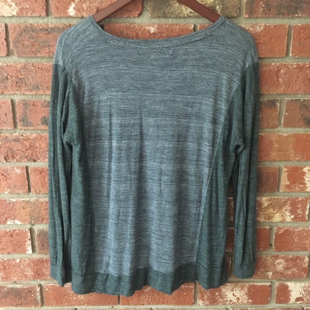 Madewell All-Around Gray Green Colorblock Long Tee - Picture 8 of 8